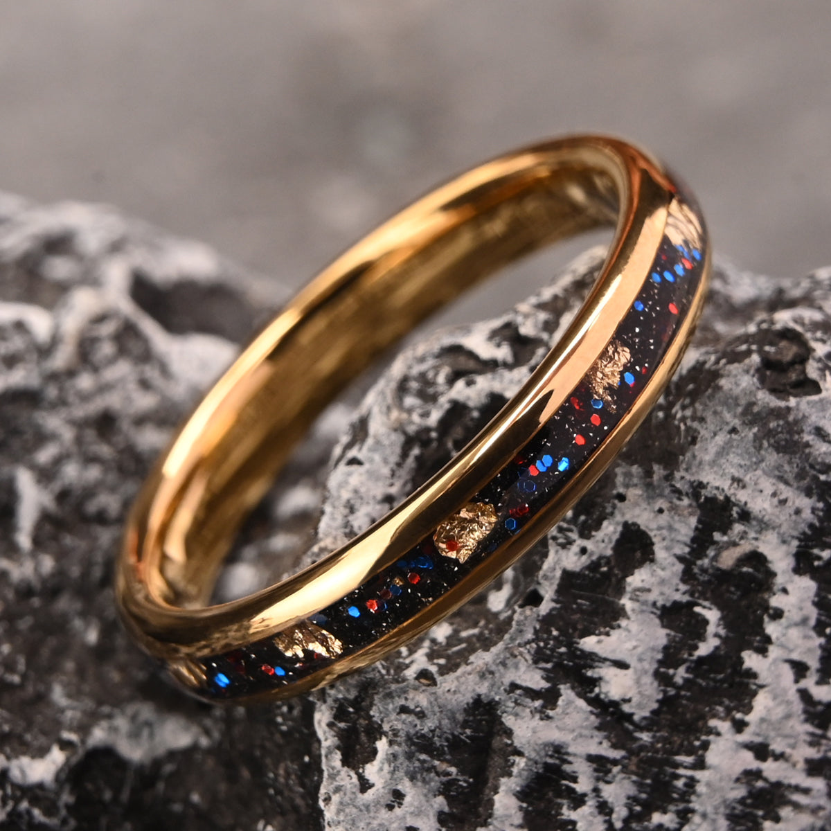 8MM/6MM Gold Color Tungsten Carbide Rings Men's Wedding Bands, Inlaid With Gold Foil And Opal Couples Promise Ring-11