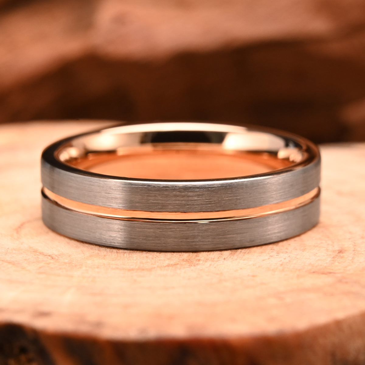 8mm/6mm Rose Gold Tungsten Carbide Ring, Men's Wedding Bands, Couple's Rings, Engagement & Wedding Rings-zoom-5