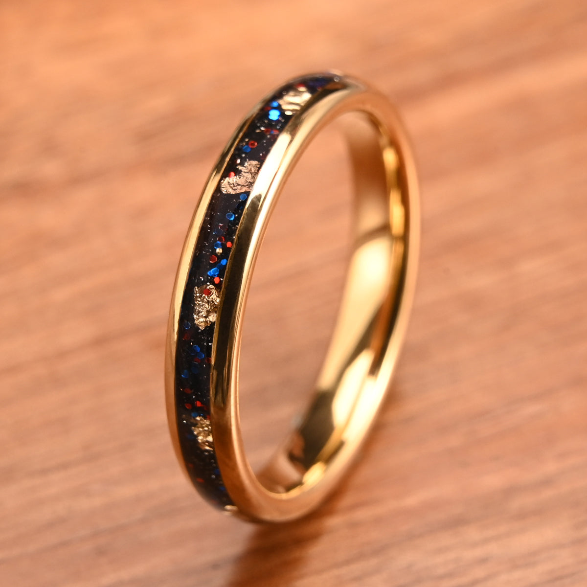 8MM/6MM Gold Color Tungsten Carbide Rings Men's Wedding Bands, Inlaid With Gold Foil And Opal Couples Promise Ring-zoom-9
