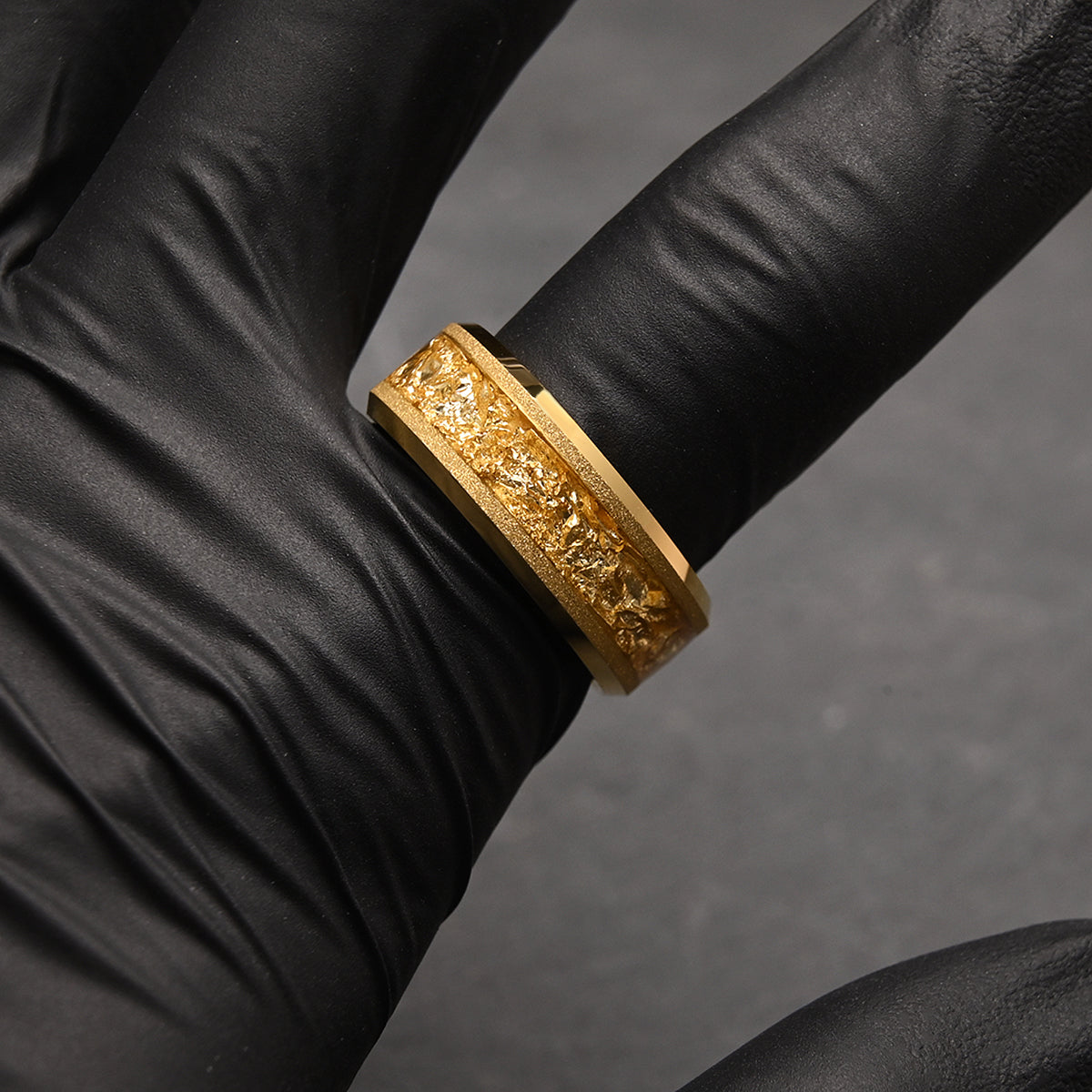 Gold Men's Wedding Band, Unique Tungsten Ring, Yellow Gold Ring with Gold Foil Inlay, Mens Ring, Mens Wedding Band, Wedding Ring, Mens Band-4