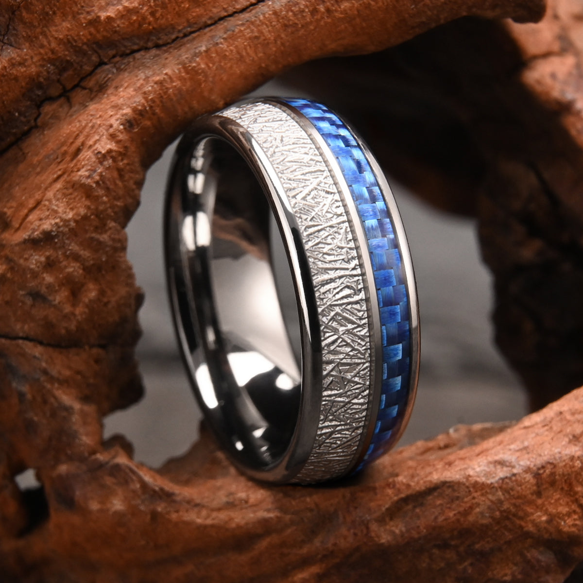 8MM Silver Tungsten Carbide Ring Men's Wedding Bands Checkerboard Design Stylish Men's ring Engagement & Wedding ring Promise ring-zoom-3