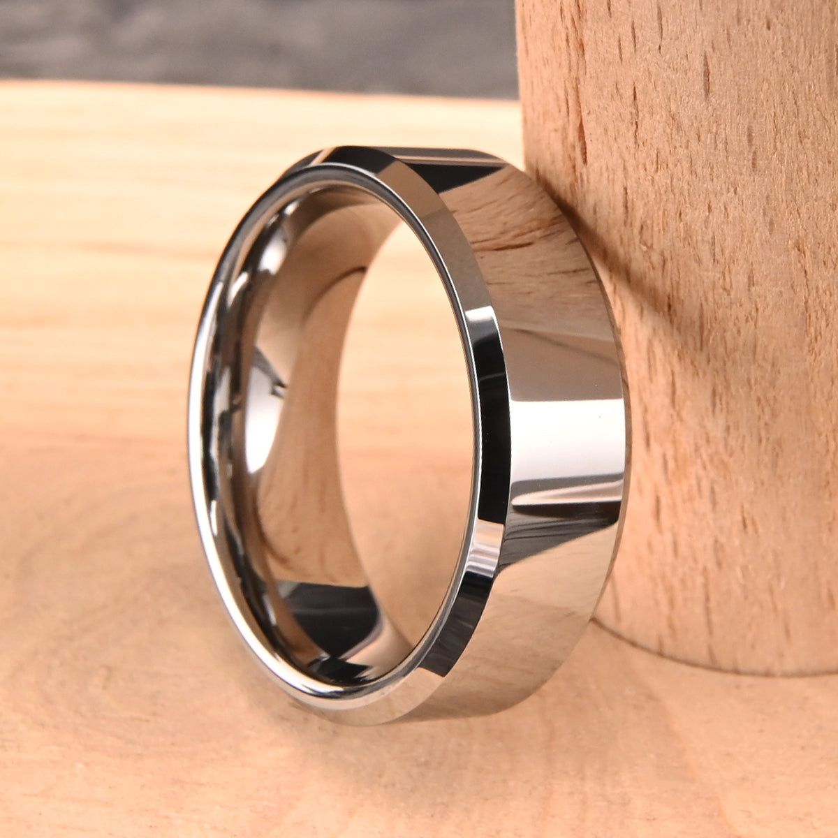 8mm Silver Color Tungsten Carbide Ring, Men's Wedding Bands, Fashion Jewelry, Engagement & Wedding Ring, Promise Ring, Comfort Fit-3