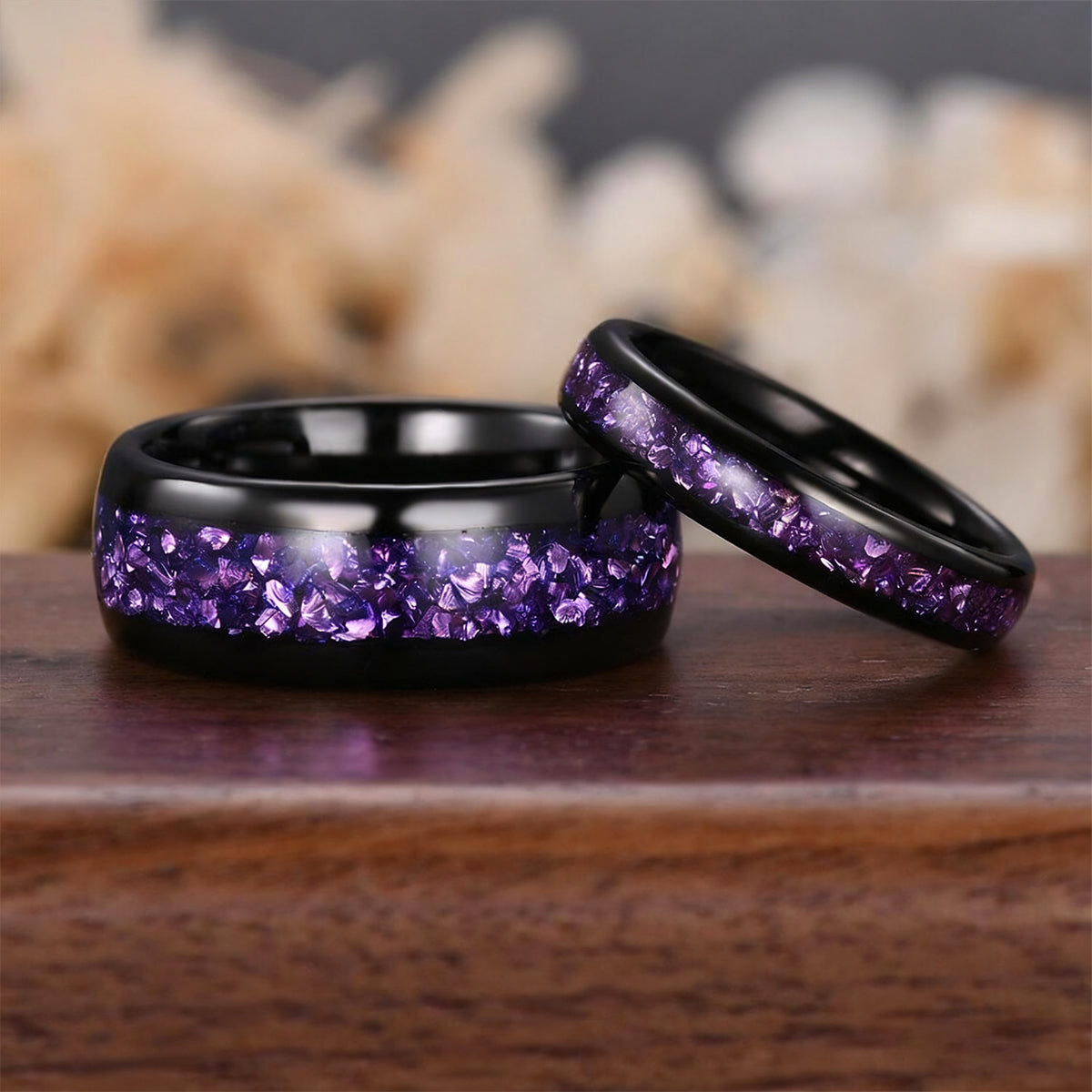 8MM/4MM Amethyst Tungsten Carbide Ring Couples Ring Men's Wedding Ring Fashion Jewelry Engagement Ring**
