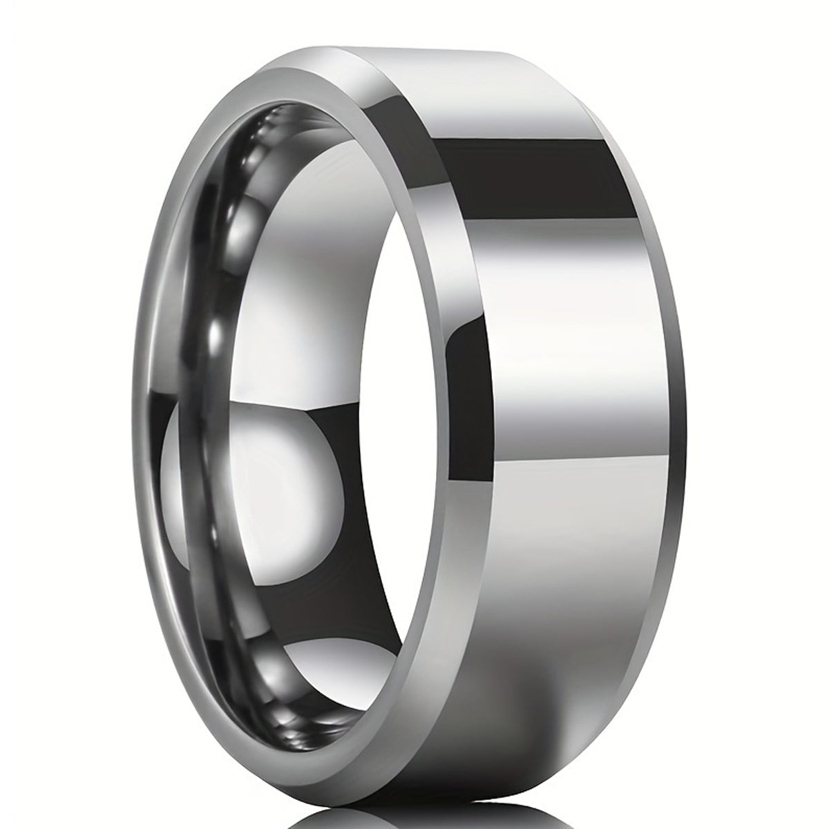 8mm Silver Color Tungsten Carbide Ring, Men's Wedding Bands, Fashion Jewelry, Engagement & Wedding Ring, Promise Ring, Comfort Fit-1