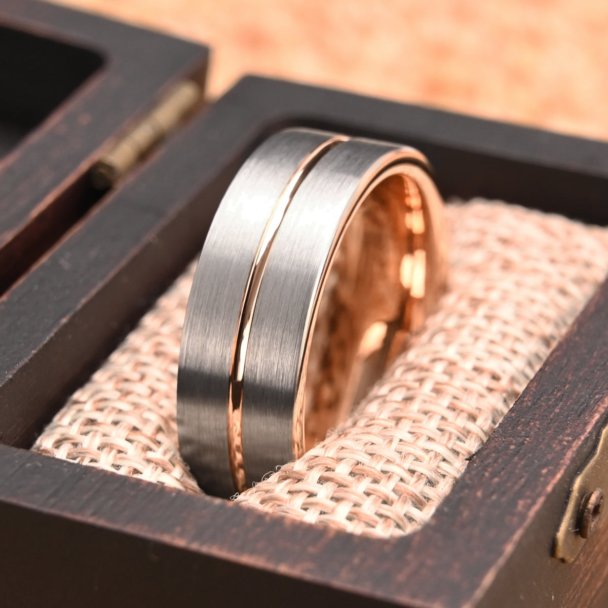 8mm/6mm Rose Gold Tungsten Carbide Ring, Men's Wedding Bands, Couple's Rings, Engagement & Wedding Rings-6