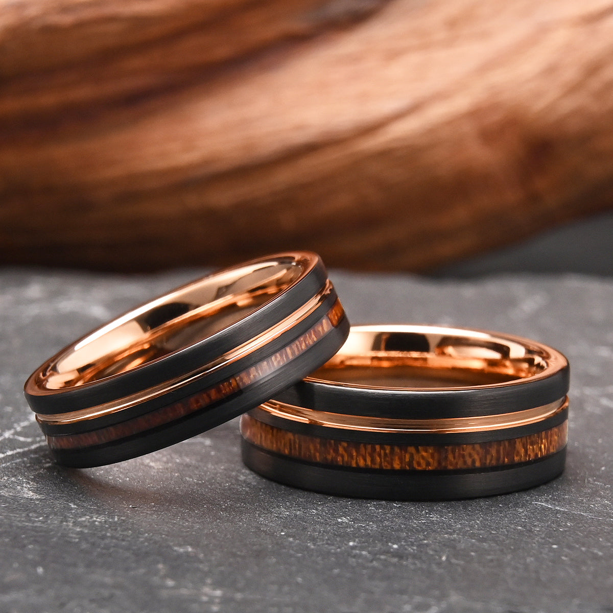 8MM/6MM Rose Gold Tungsten Carbide Ring Men's Wedding Bands Couple's Engagement  Ring Men's Promise Rings Fine Gifts-zoom-3