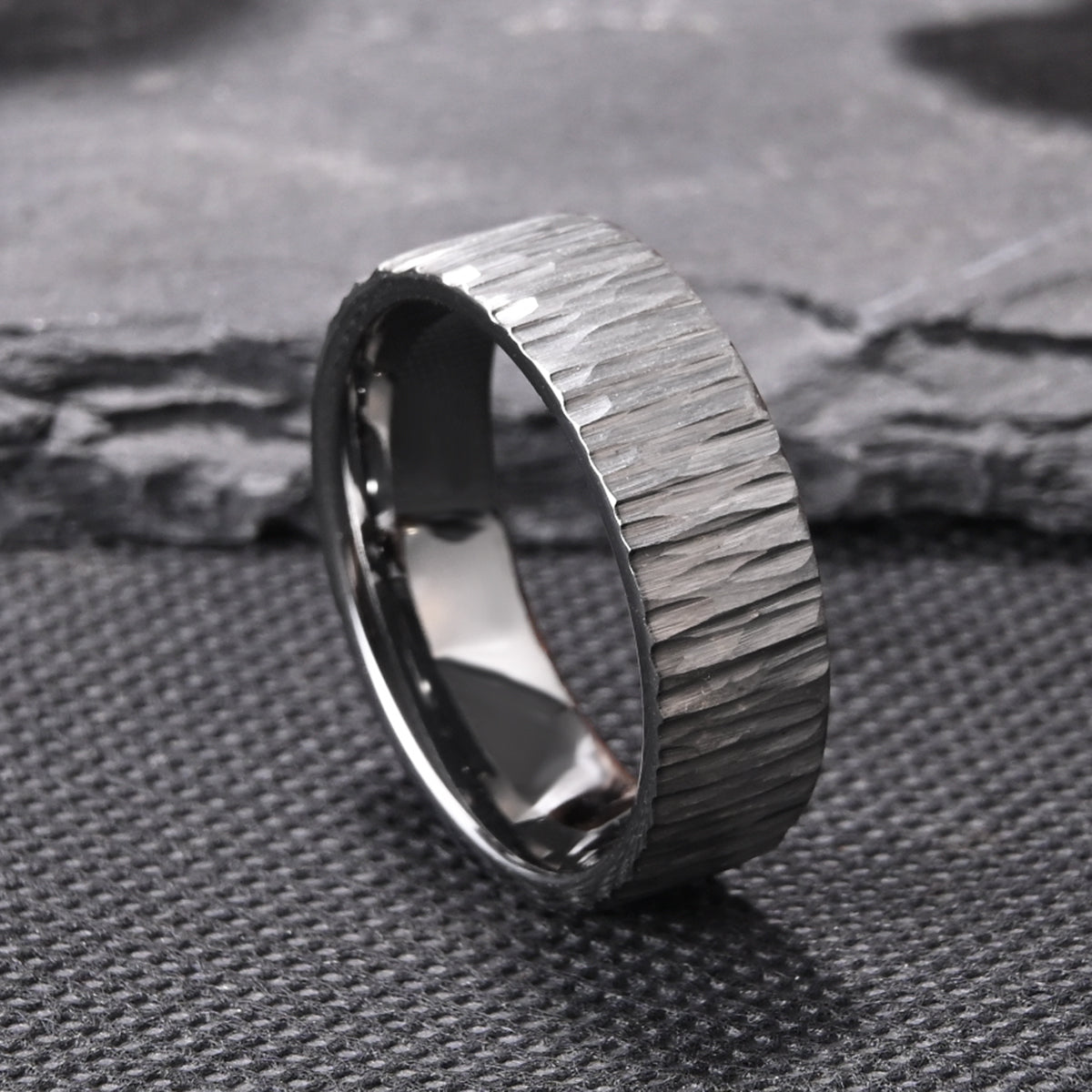 8mm Silver Color Tungsten Carbide Ring, Men's Wedding Bands, Tree Pattern Ring, Engagement & Wedding Ring, Promise Ring-zoom-3