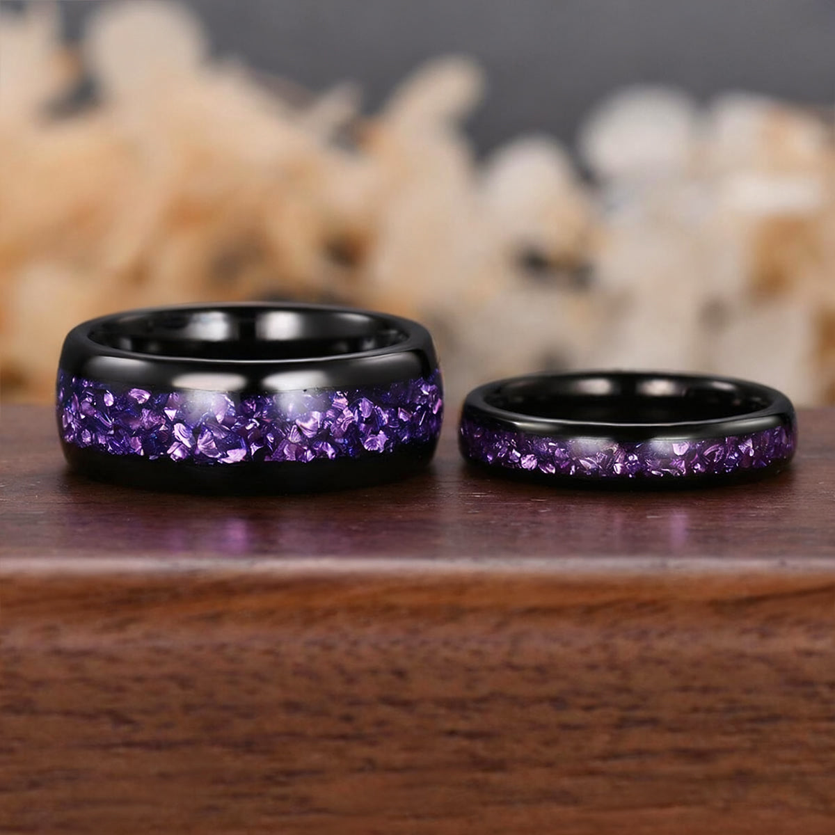 8MM/4MM Amethyst Tungsten Carbide Ring Couples Ring Men's Wedding Ring Fashion Jewelry Engagement Ring**-3
