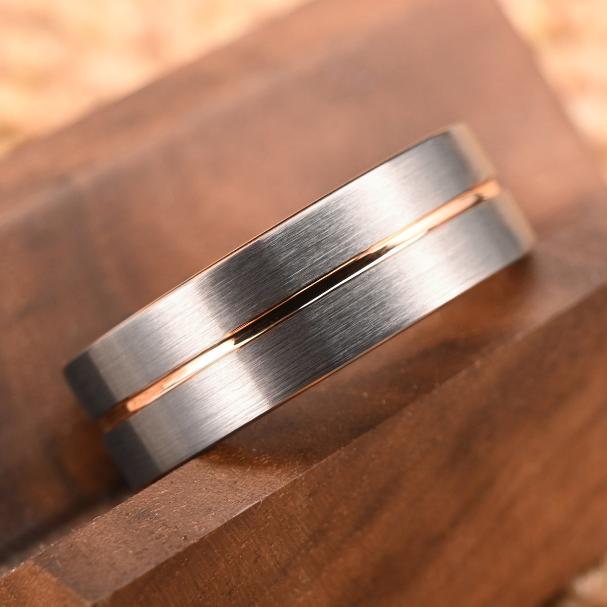 8mm/6mm Rose Gold Tungsten Carbide Ring, Men's Wedding Bands, Couple's Rings, Engagement & Wedding Rings-zoom-7