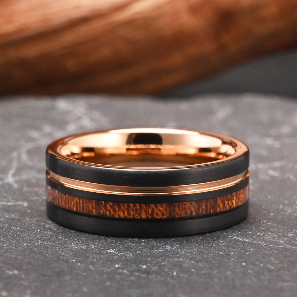 8MM/6MM Rose Gold Tungsten Carbide Ring Men's Wedding Bands Couple's Engagement  Ring Men's Promise Rings Fine Gifts-5