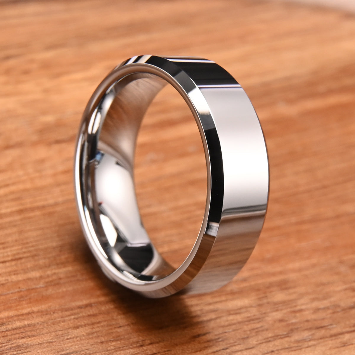 8mm Silver Color Tungsten Carbide Ring, Men's Wedding Bands, Fashion Jewelry, Engagement & Wedding Ring, Promise Ring, Comfort Fit-zoom-4