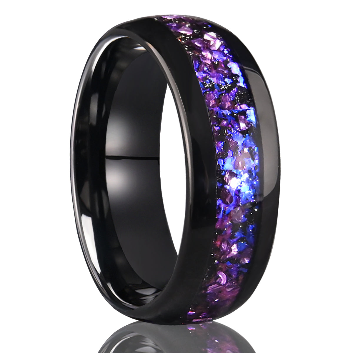 8MM/4MM Amethyst Tungsten Carbide Ring Galaxy Ring Couple's Rings Men's Wedding Ring Fashion Jewelry Engagement Ring Promise Ring