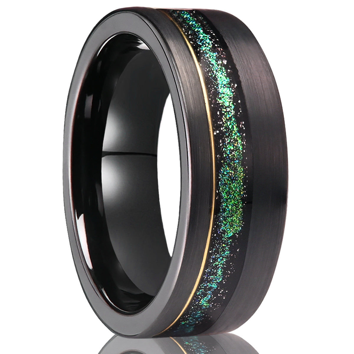 8MM Black Tungsten Carbide Ring Men's Wedding Bands Inlaid with quicksand, Engagement & Wedding Ring, Promise Ring Galaxy Rings-1