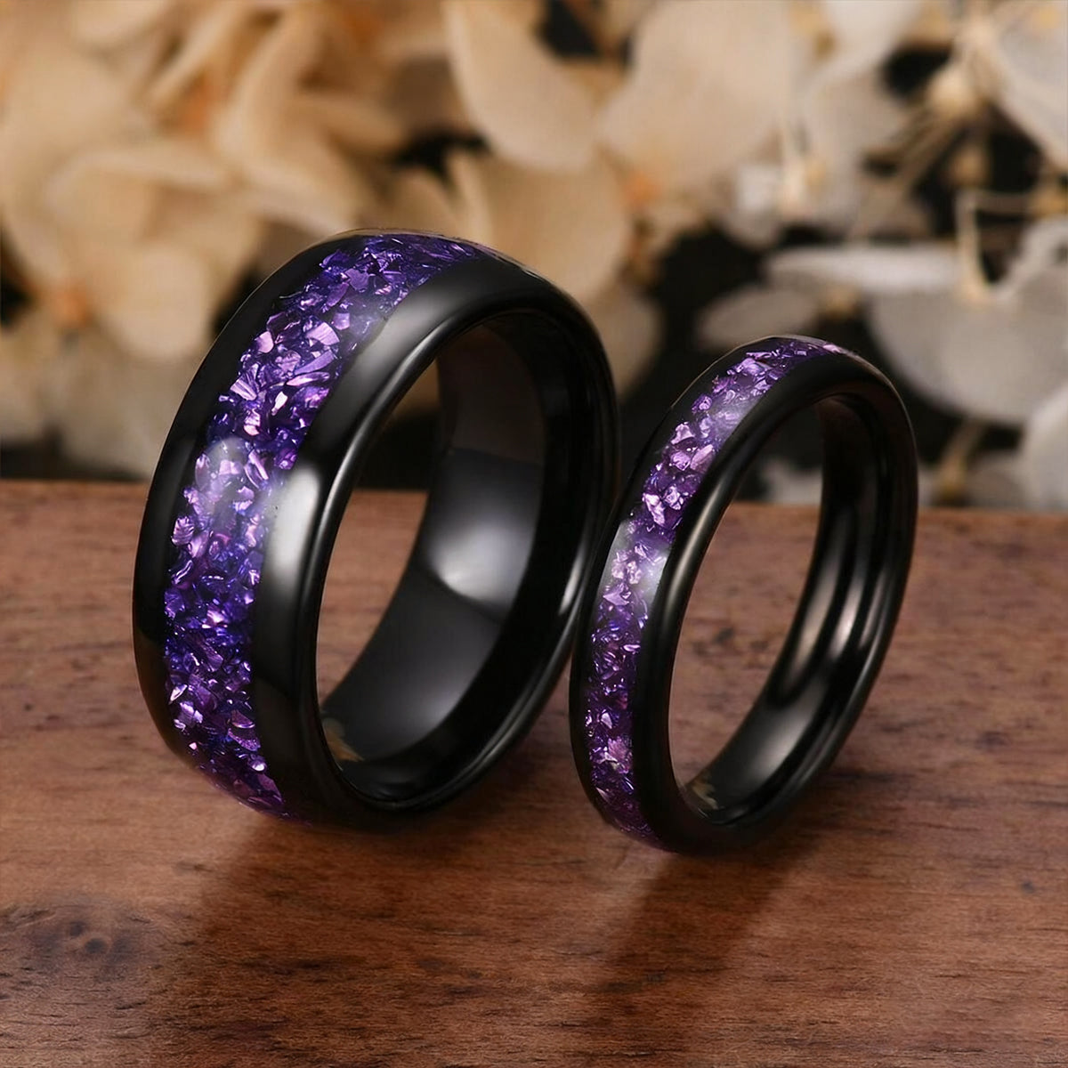 8MM/4MM Amethyst Tungsten Carbide Ring Couples Ring Men's Wedding Ring Fashion Jewelry Engagement Ring**-4