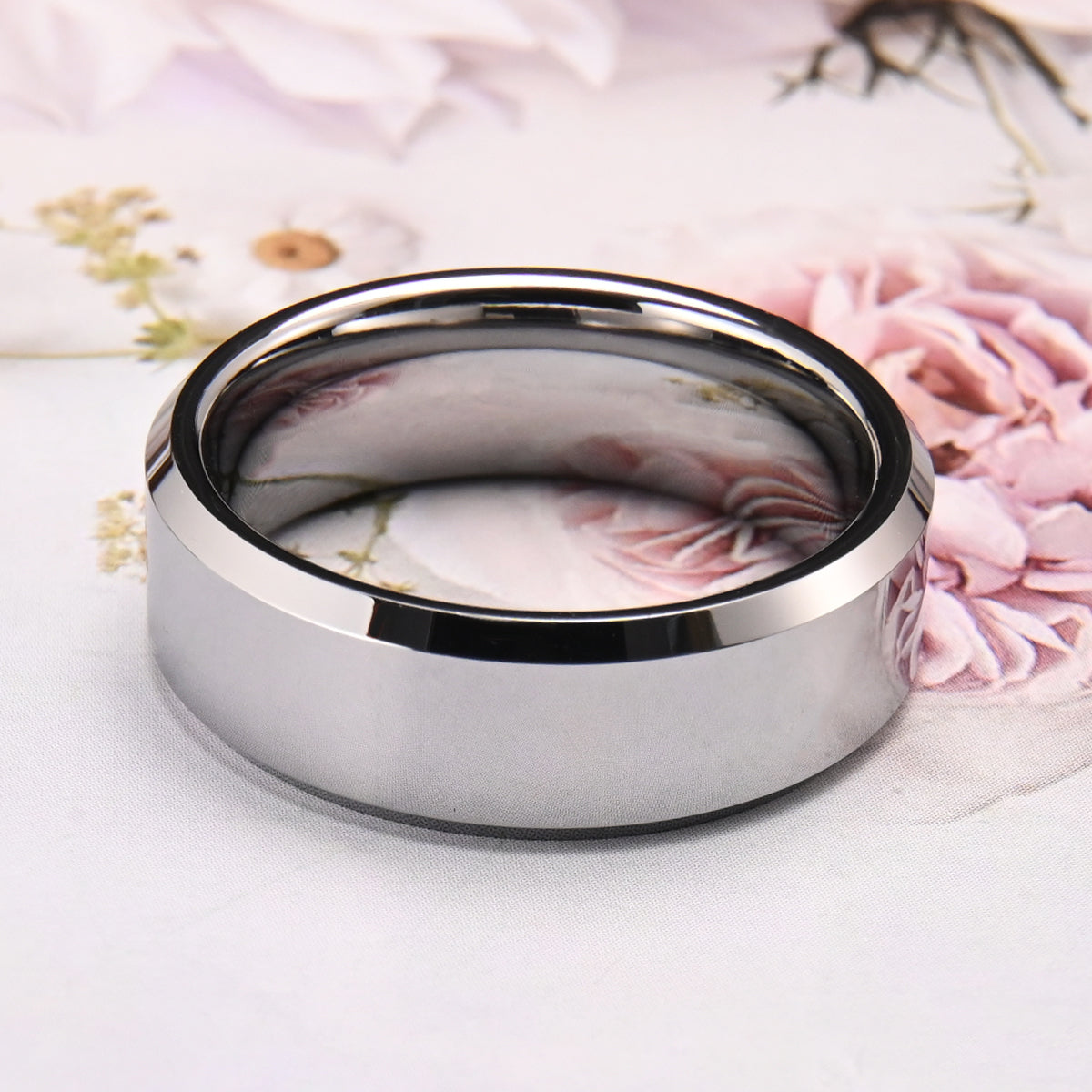 8mm Silver Color Tungsten Carbide Ring, Men's Wedding Bands, Fashion Jewelry, Engagement & Wedding Ring, Promise Ring, Comfort Fit-5