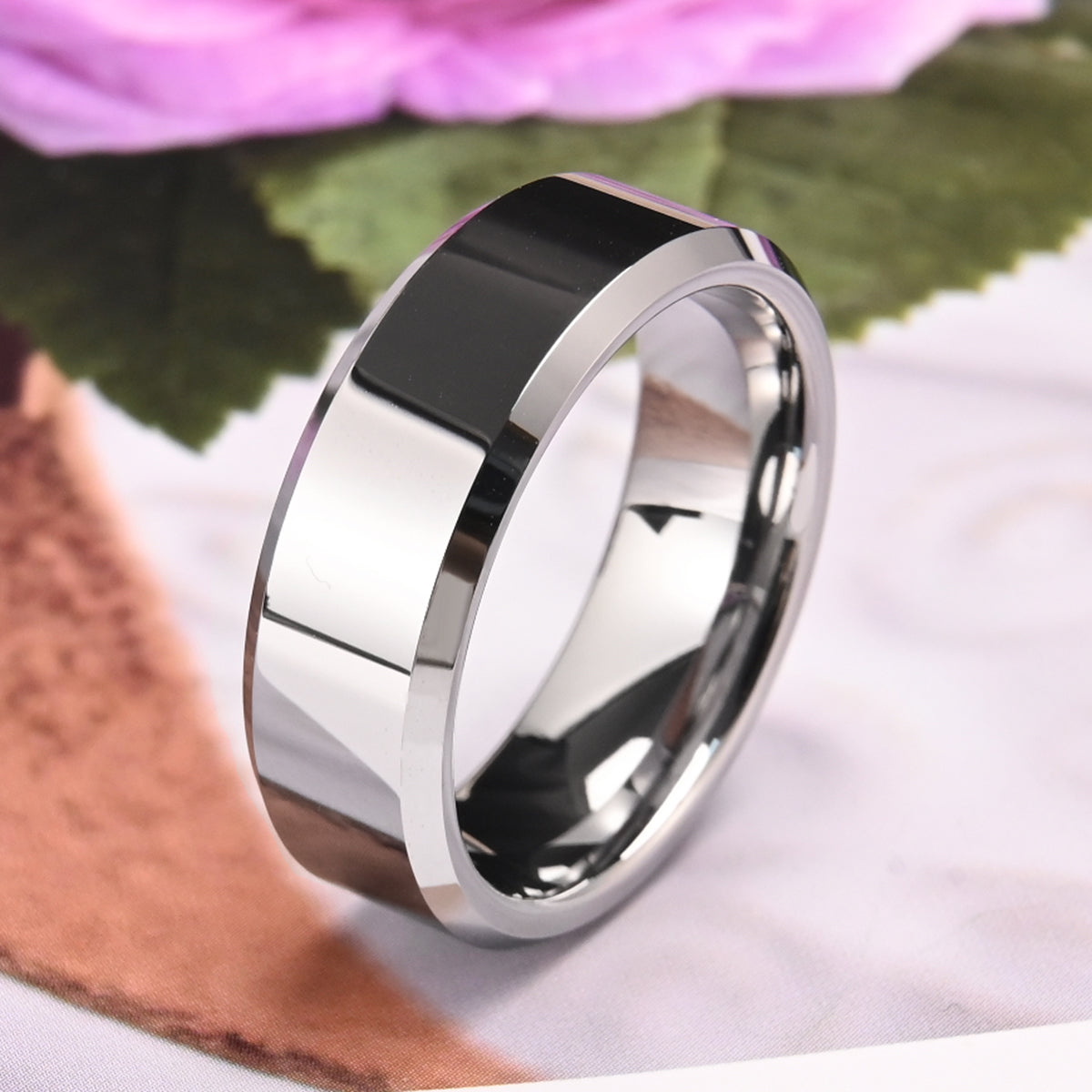 8mm Silver Color Tungsten Carbide Ring, Men's Wedding Bands, Fashion Jewelry, Engagement & Wedding Ring, Promise Ring, Comfort Fit-zoom-6