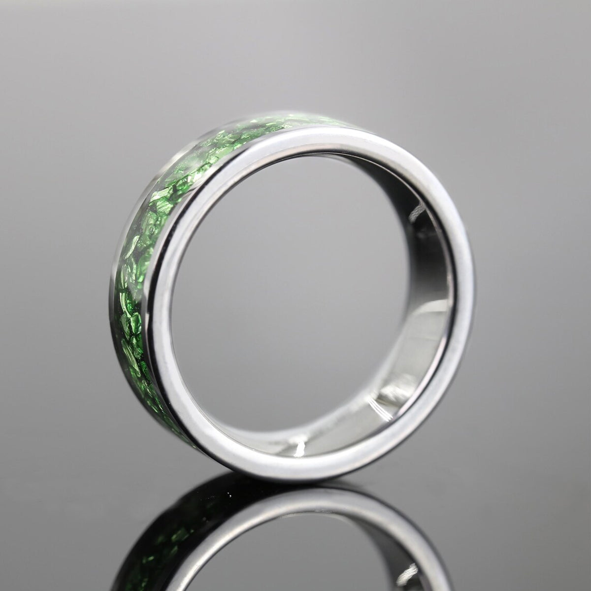 6Mm Silver Tungsten Carbide Ring Couples Ring Inlaid With Green Crystal Womens Fashion Jewelry Men's Wedding Bands Engagement Ring Wedding Ring-5