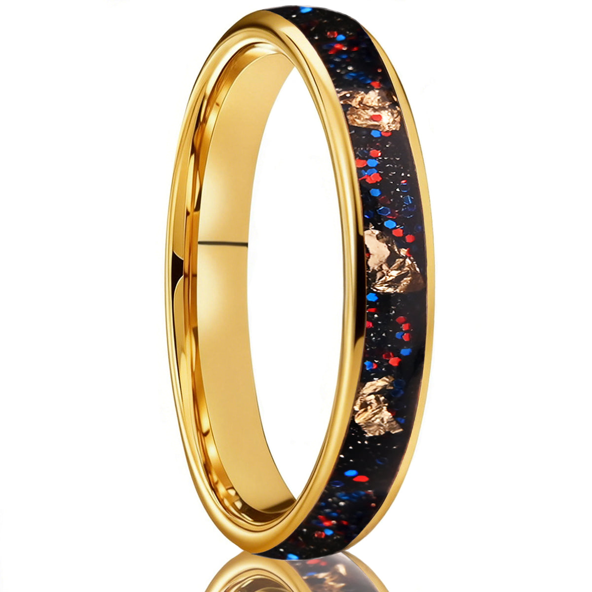 8MM/6MM Gold Color Tungsten Carbide Rings Men's Wedding Bands, Inlaid With Gold Foil And Opal Couples Promise Ring