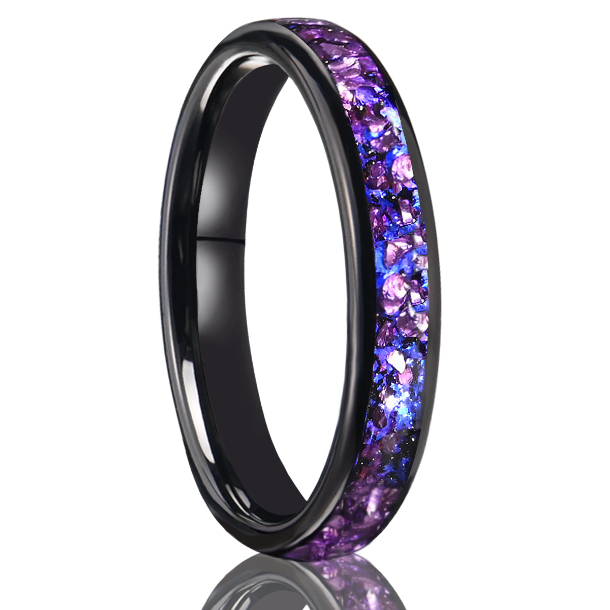 8MM/4MM Amethyst Tungsten Carbide Ring Galaxy Ring Couple's Rings Men's Wedding Ring Fashion Jewelry Engagement Ring Promise Ring-zoom-2