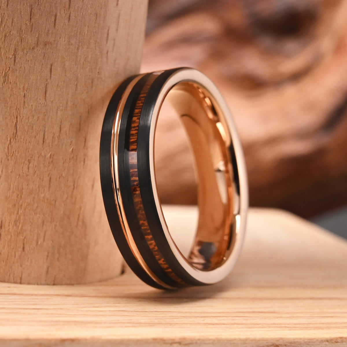 8MM/6MM Rose Gold Tungsten Carbide Ring Men's Wedding Bands Couple's Engagement  Ring Men's Promise Rings Fine Gifts-8