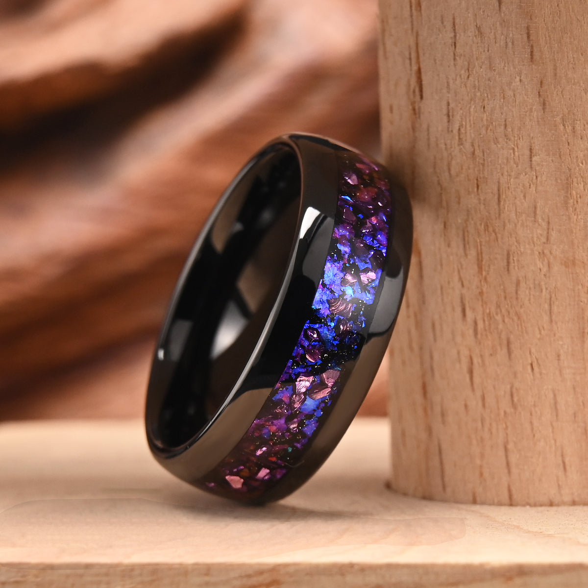 8MM/4MM Amethyst Tungsten Carbide Ring Galaxy Ring Couple's Rings Men's Wedding Ring Fashion Jewelry Engagement Ring Promise Ring-zoom-6