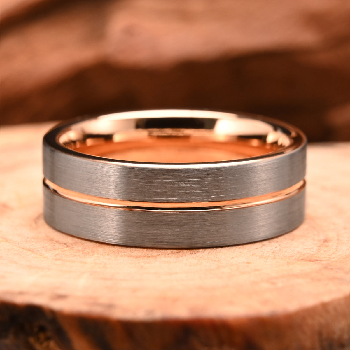 8mm/6mm Rose Gold Tungsten Carbide Ring, Men's Wedding Bands, Couple's Rings, Engagement & Wedding Rings-4