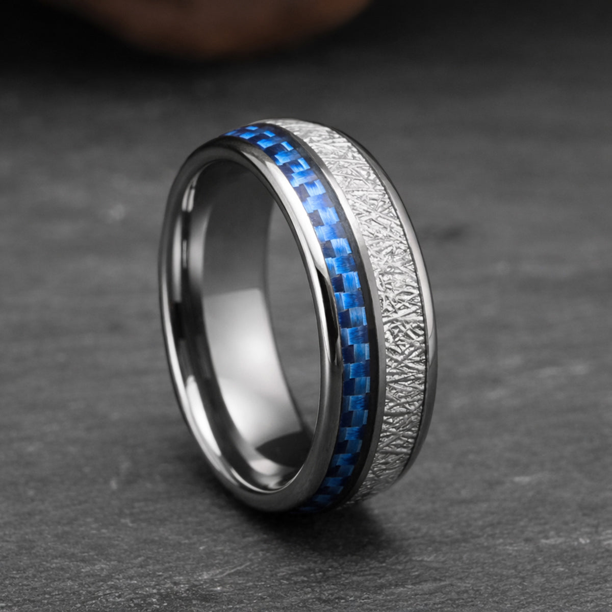 8MM Silver Tungsten Carbide Ring Men's Wedding Bands Checkerboard Design Stylish Men's ring Engagement & Wedding ring Promise ring-zoom-4