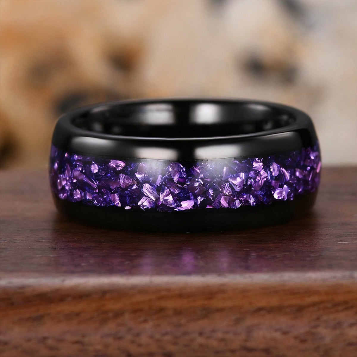 8MM/4MM Amethyst Tungsten Carbide Ring Couples Ring Men's Wedding Ring Fashion Jewelry Engagement Ring**-zoom-6