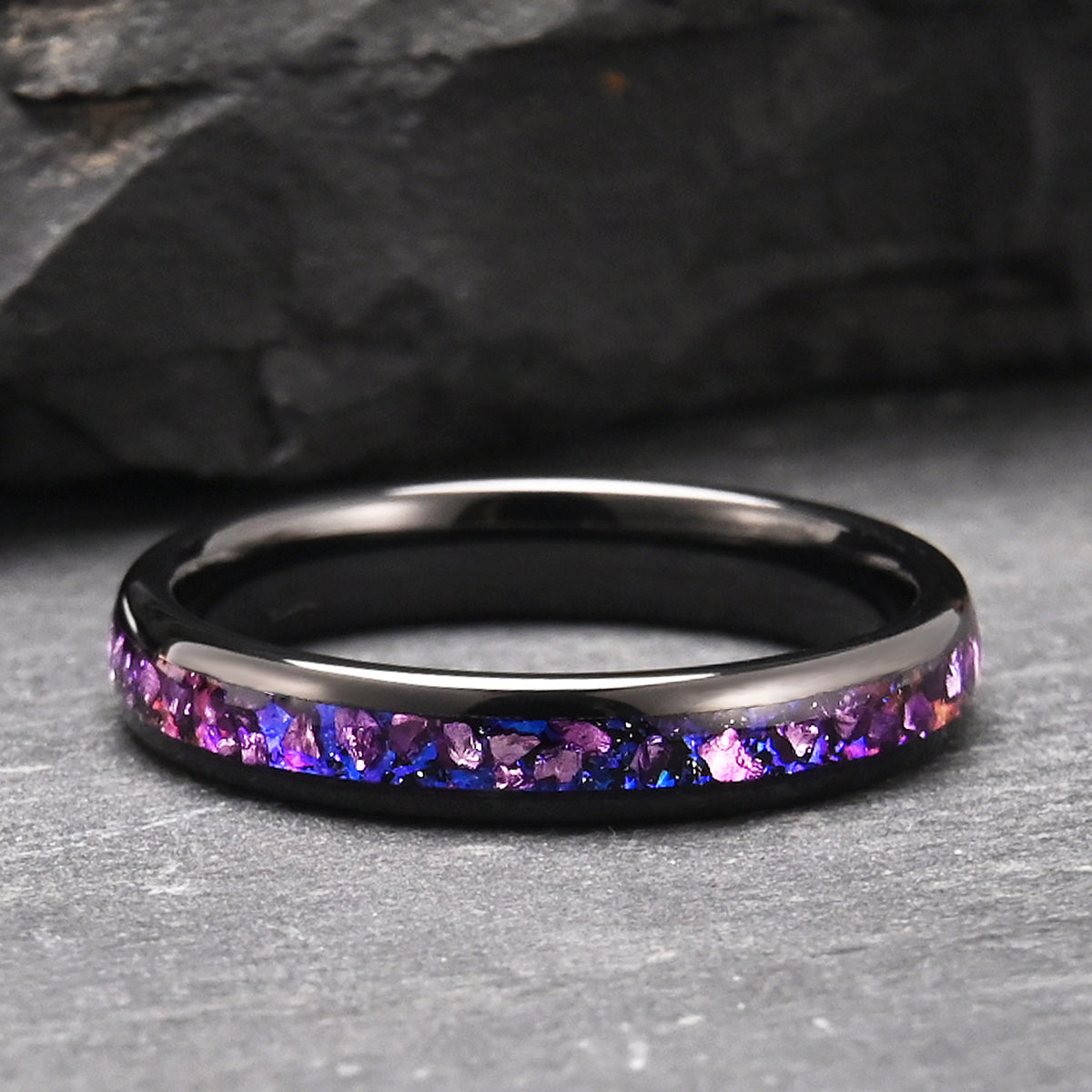 8MM/4MM Amethyst Tungsten Carbide Ring Galaxy Ring Couple's Rings Men's Wedding Ring Fashion Jewelry Engagement Ring Promise Ring-5
