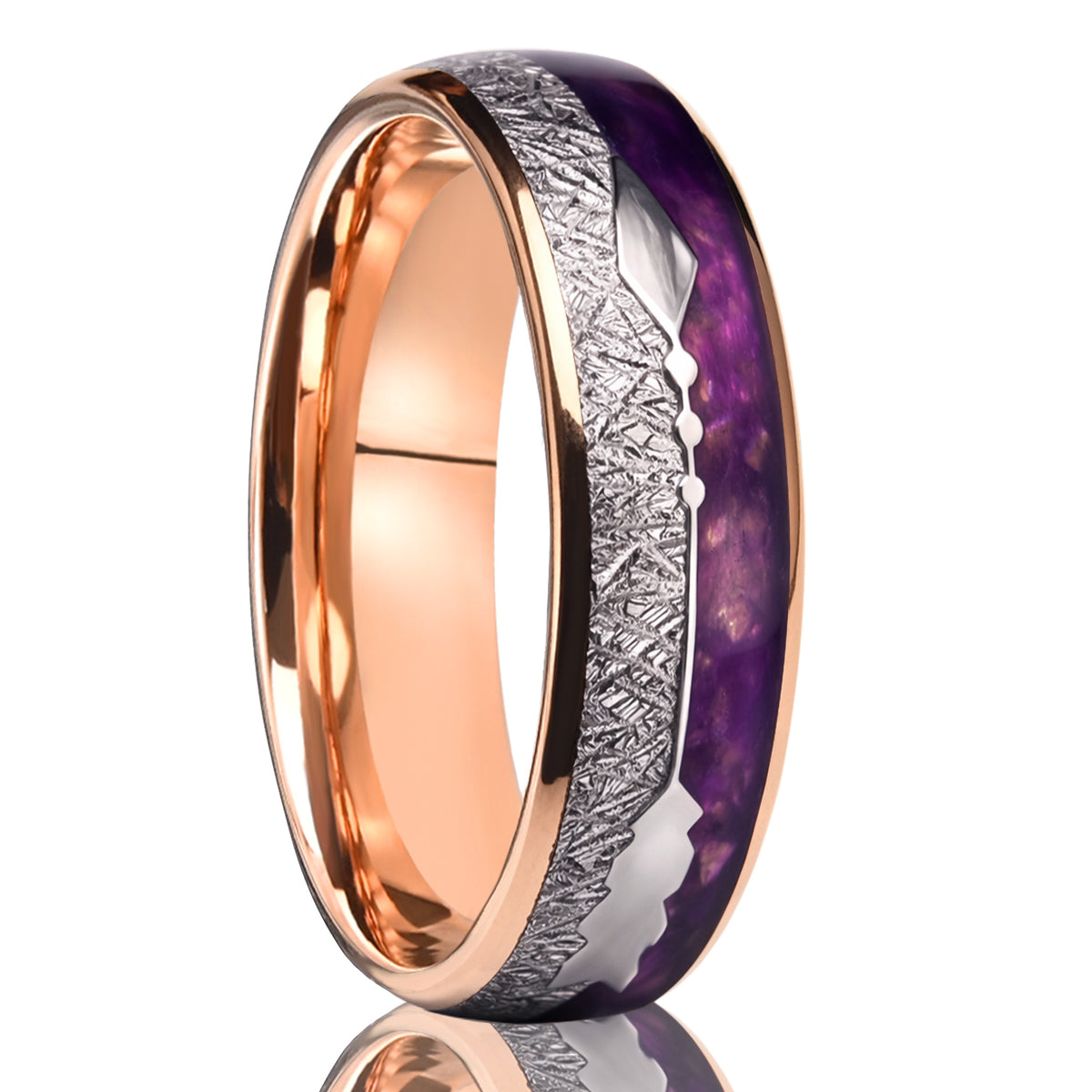 8MM/6MM Rose Gold Tungsten Carbide Ring, Men's Wedding Bands, Cupid's Arrow Ring, Couple's Engagement & Wedding Rings, Promise Ring.