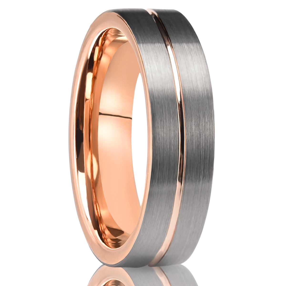 8mm/6mm Rose Gold Tungsten Carbide Ring, Men's Wedding Bands, Couple's Rings, Engagement & Wedding Rings-zoom-2