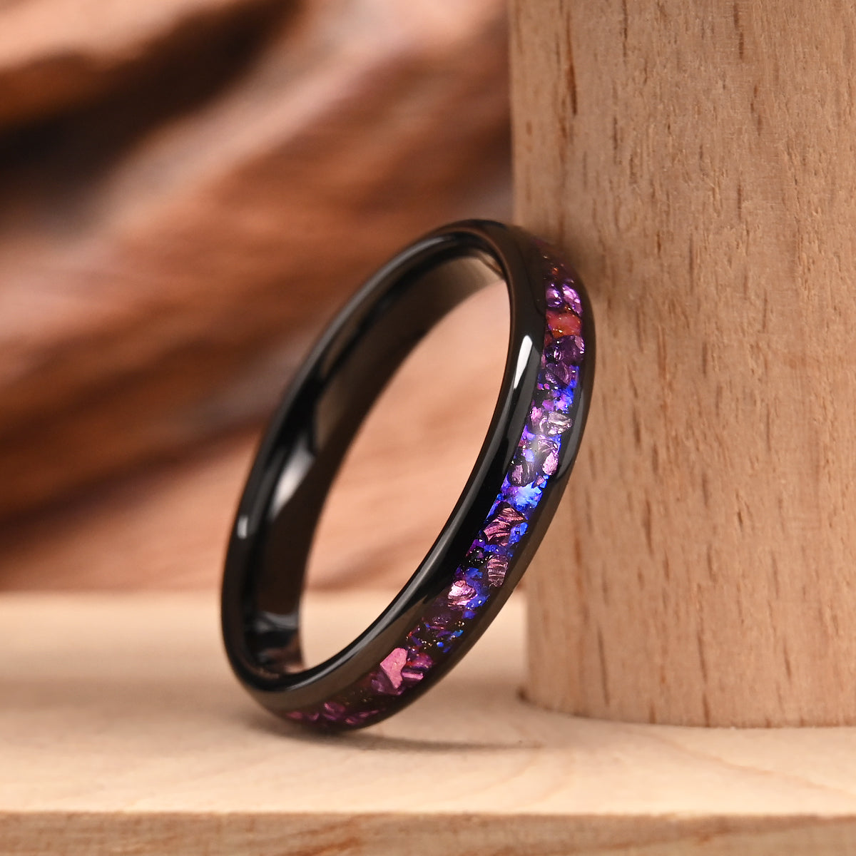 8MM/4MM Amethyst Tungsten Carbide Ring Galaxy Ring Couple's Rings Men's Wedding Ring Fashion Jewelry Engagement Ring Promise Ring-zoom-7