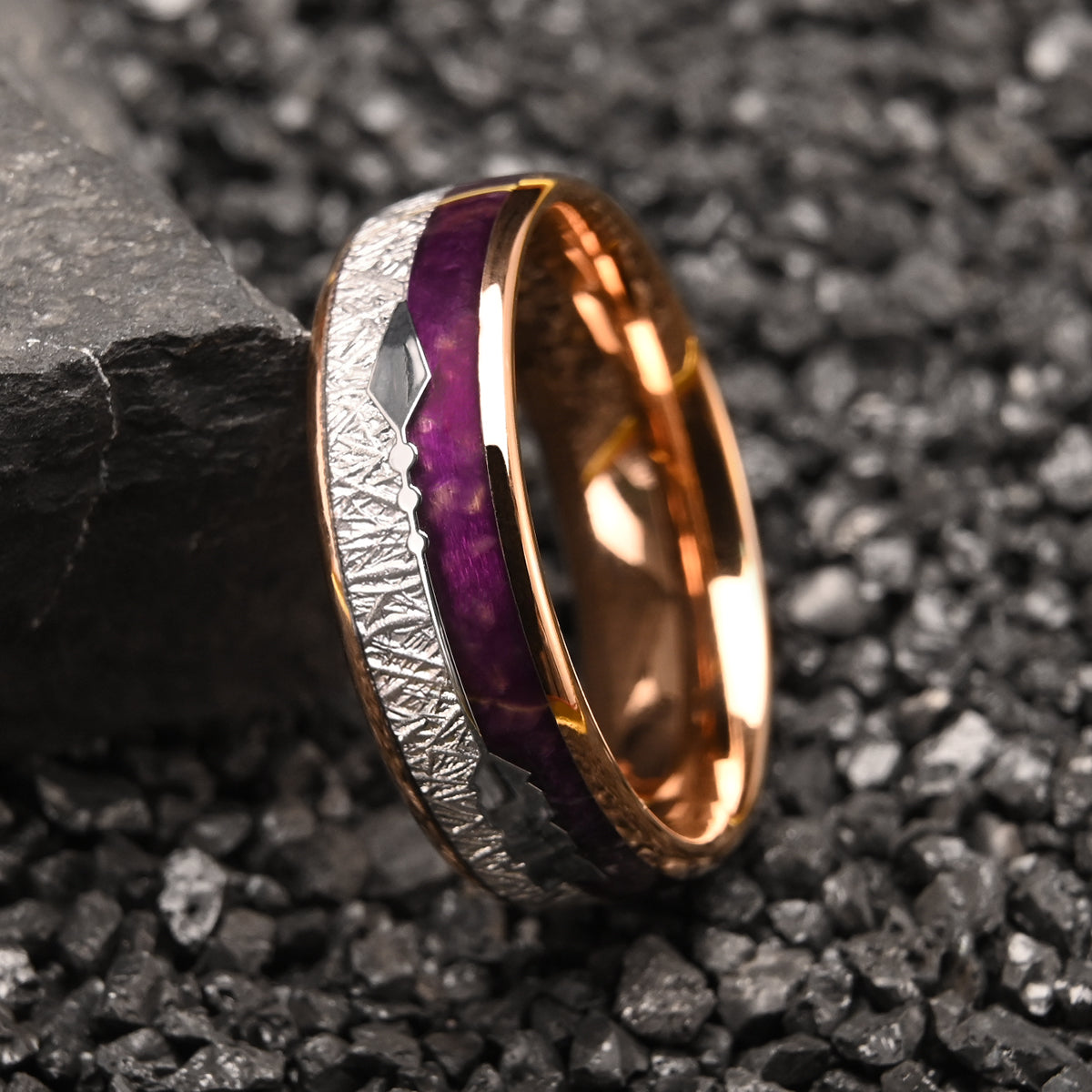 8MM/6MM Rose Gold Tungsten Carbide Ring, Men's Wedding Bands, Cupid's Arrow Ring, Couple's Engagement & Wedding Rings, Promise Ring.-zoom-5
