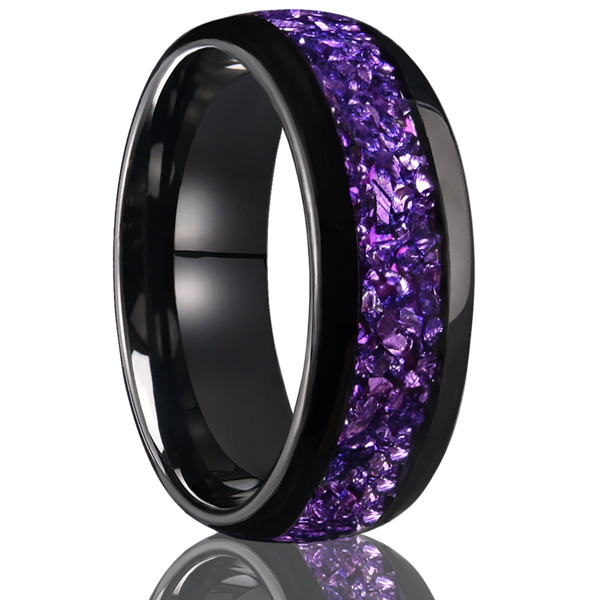 8MM/4MM Amethyst Tungsten Carbide Ring Couples Ring Men's Wedding Ring Fashion Jewelry Engagement Ring**-zoom-1