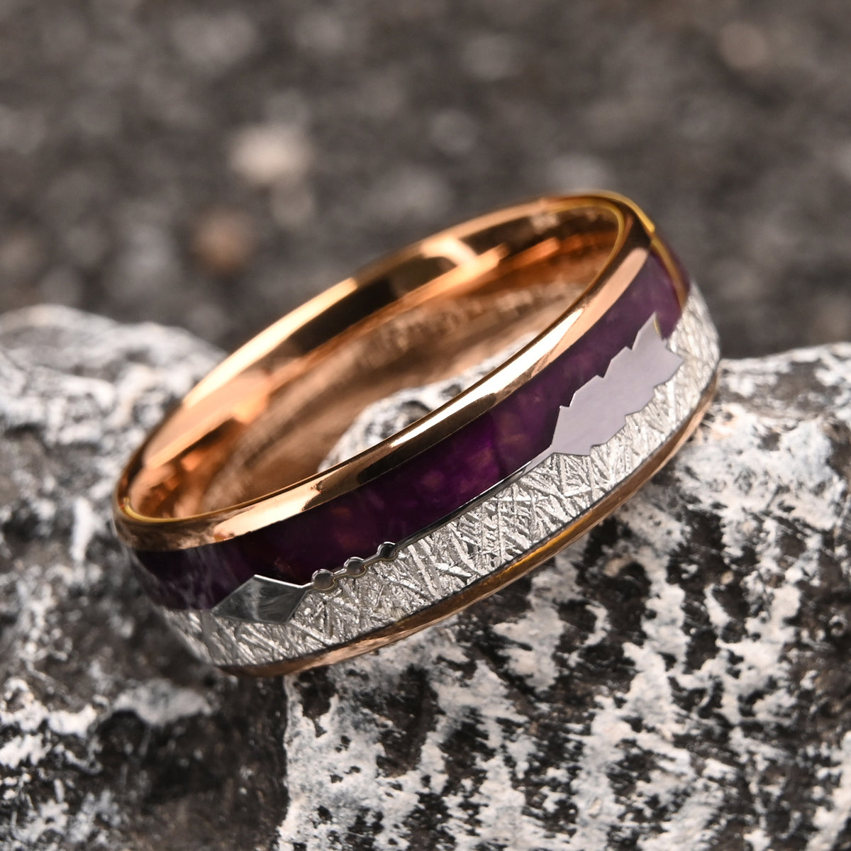 8MM/6MM Rose Gold Tungsten Carbide Ring, Men's Wedding Bands, Cupid's Arrow Ring, Couple's Engagement & Wedding Rings, Promise Ring.-zoom-6