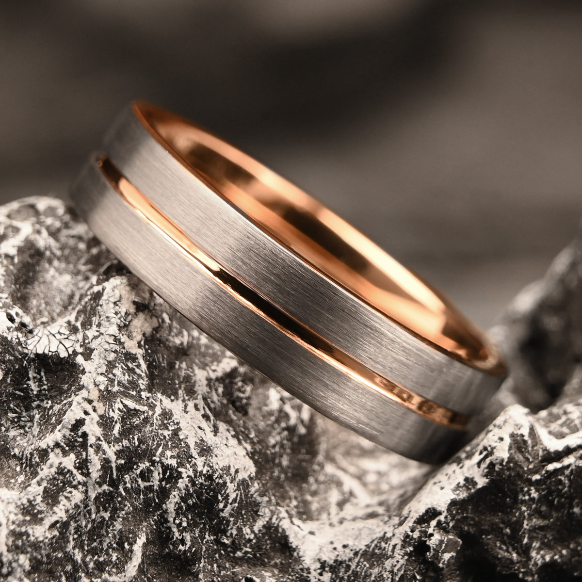 8mm/6mm Rose Gold Tungsten Carbide Ring, Men's Wedding Bands, Couple's Rings, Engagement & Wedding Rings-9