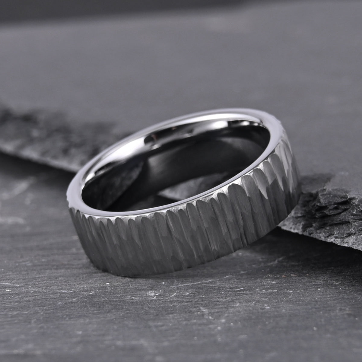 8mm Silver Color Tungsten Carbide Ring, Men's Wedding Bands, Tree Pattern Ring, Engagement & Wedding Ring, Promise Ring-6