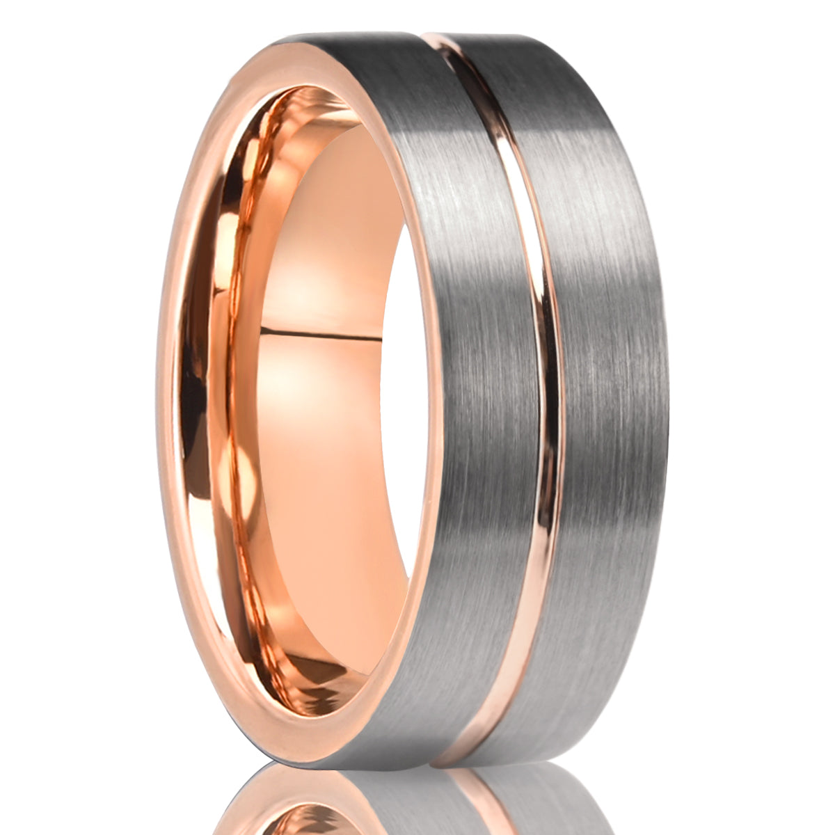 8mm/6mm Rose Gold Tungsten Carbide Ring, Men's Wedding Bands, Couple's Rings, Engagement & Wedding Rings-zoom-1