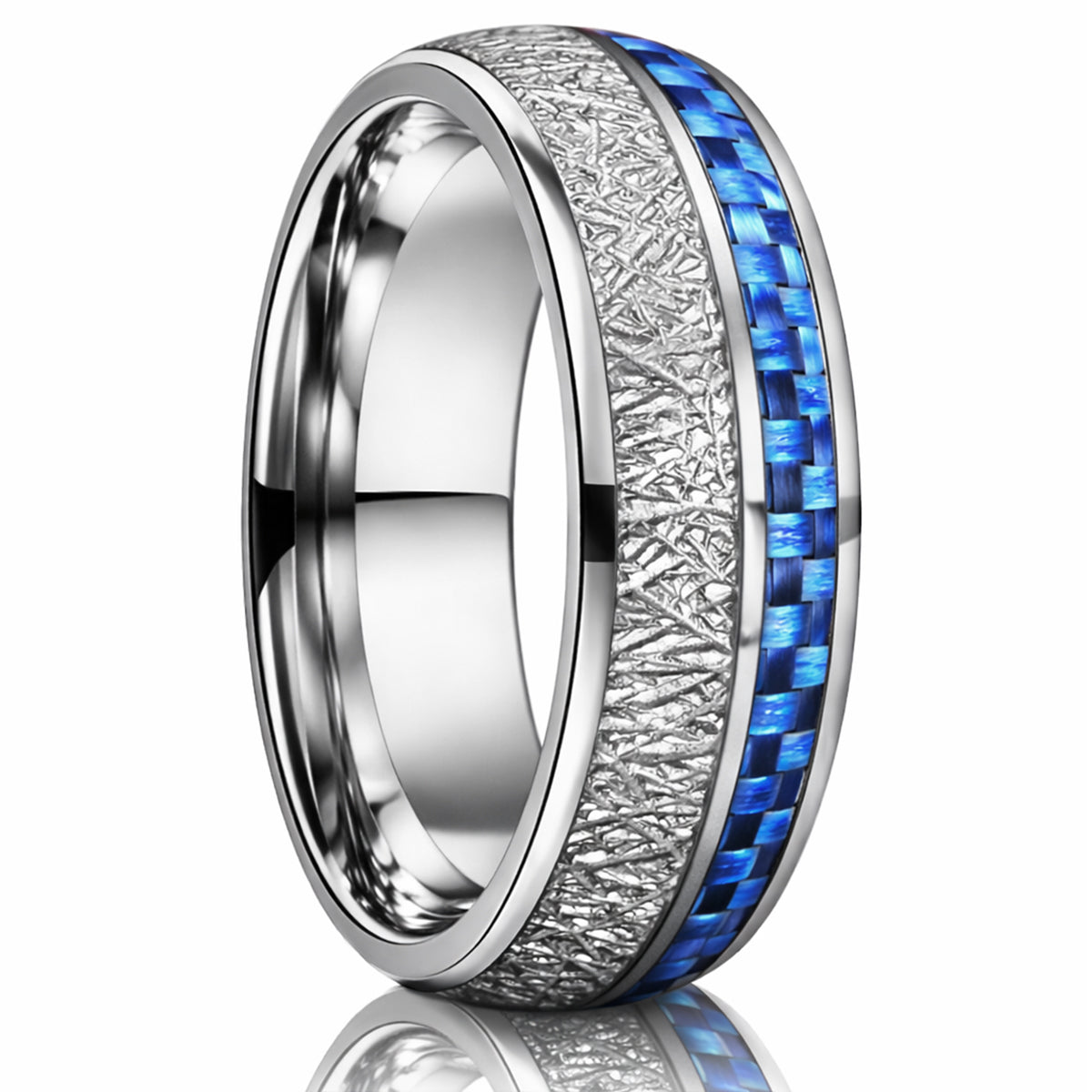8MM Silver Tungsten Carbide Ring Men's Wedding Bands Checkerboard Design Stylish Men's ring Engagement & Wedding ring Promise ring-zoom-1
