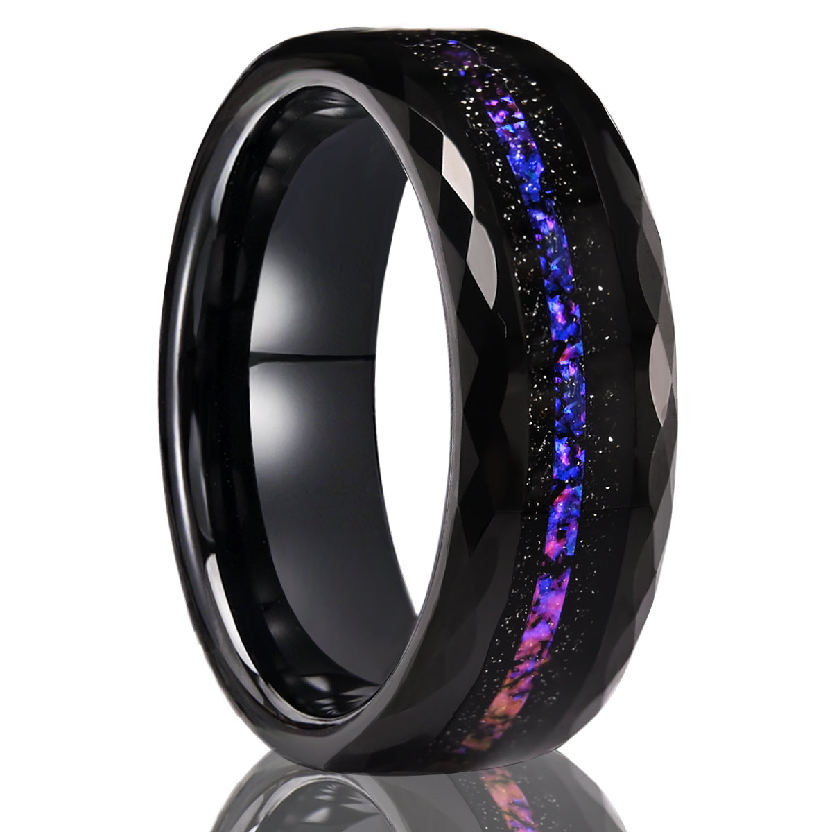 8mm/6mm Black Tungsten Carbide Rings, Men's Wedding Bands, Galaxy Rings, Engagement & Wedding Rings, Promise Rings, Couple's Rings