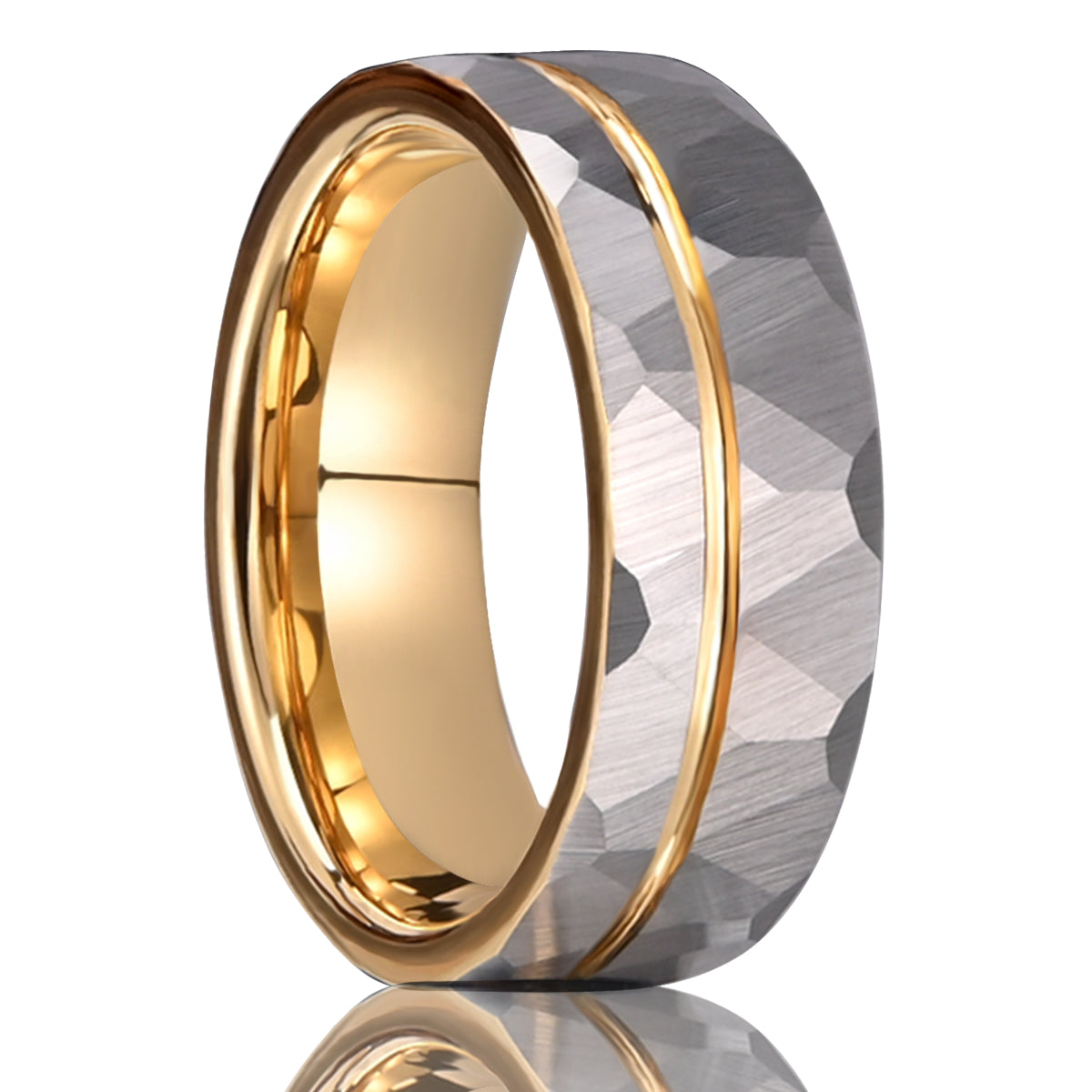 8Mm Gold Tungsten Carbide Ring Hammered Rings Men’s Wedding Bands Classic Men’s Jewelry Engagement Ring Wedding Ring